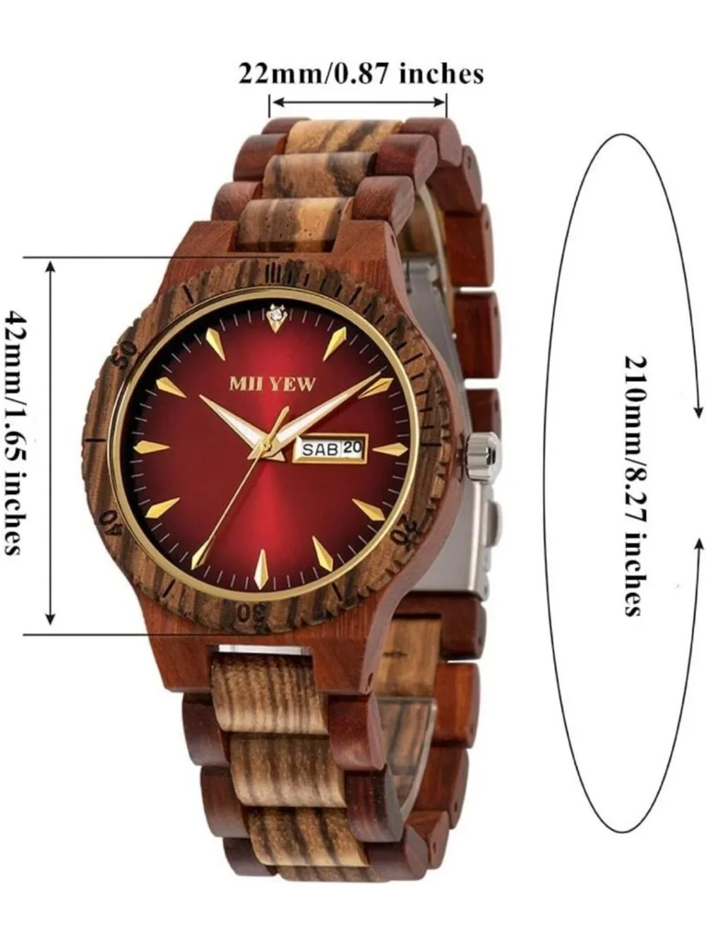Stylish Men's Lightweight Wooden Watch - Handmade Analog Quartz with Date